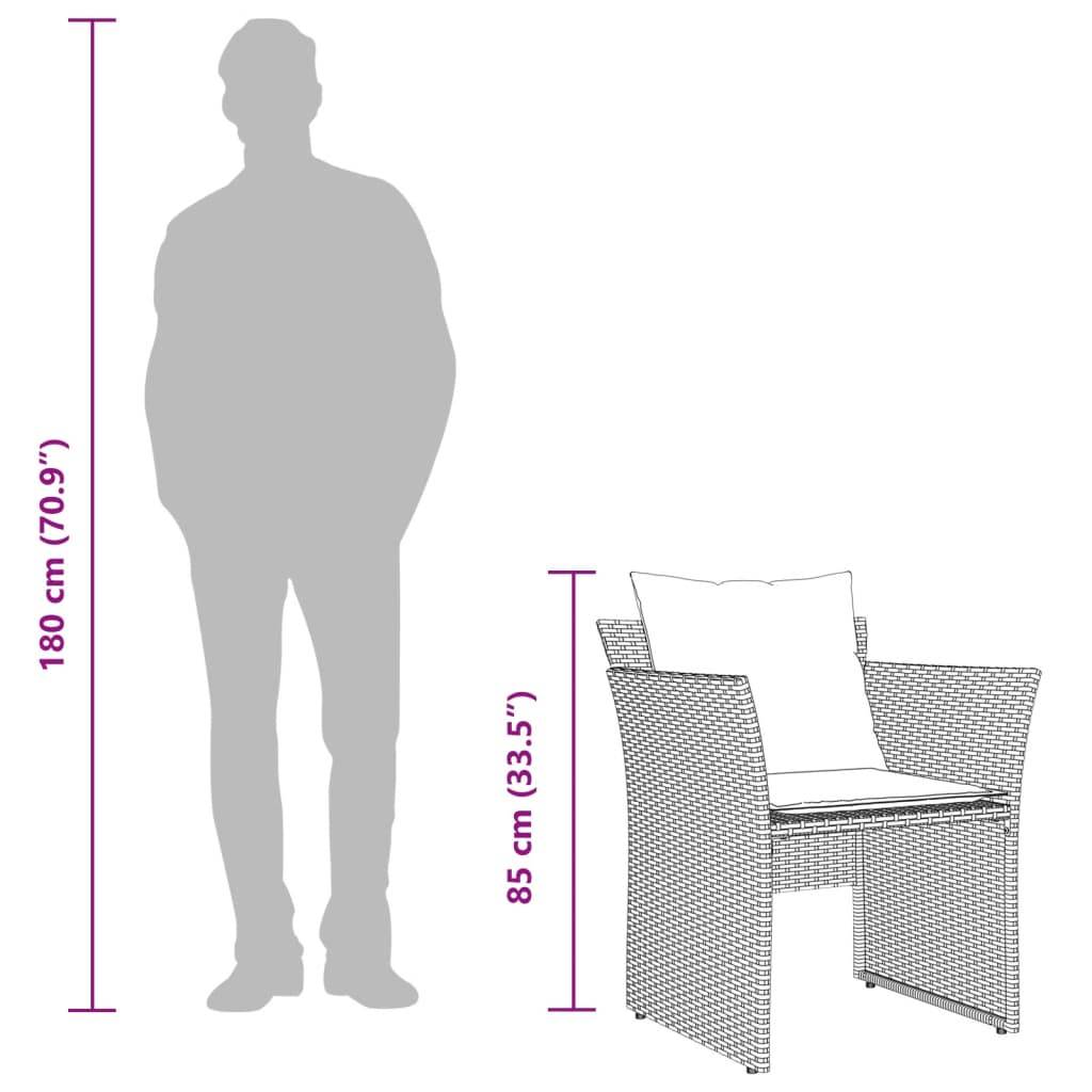 vidaXL Gartenstuhl mit Fußhocker Braun Poly Rattan
