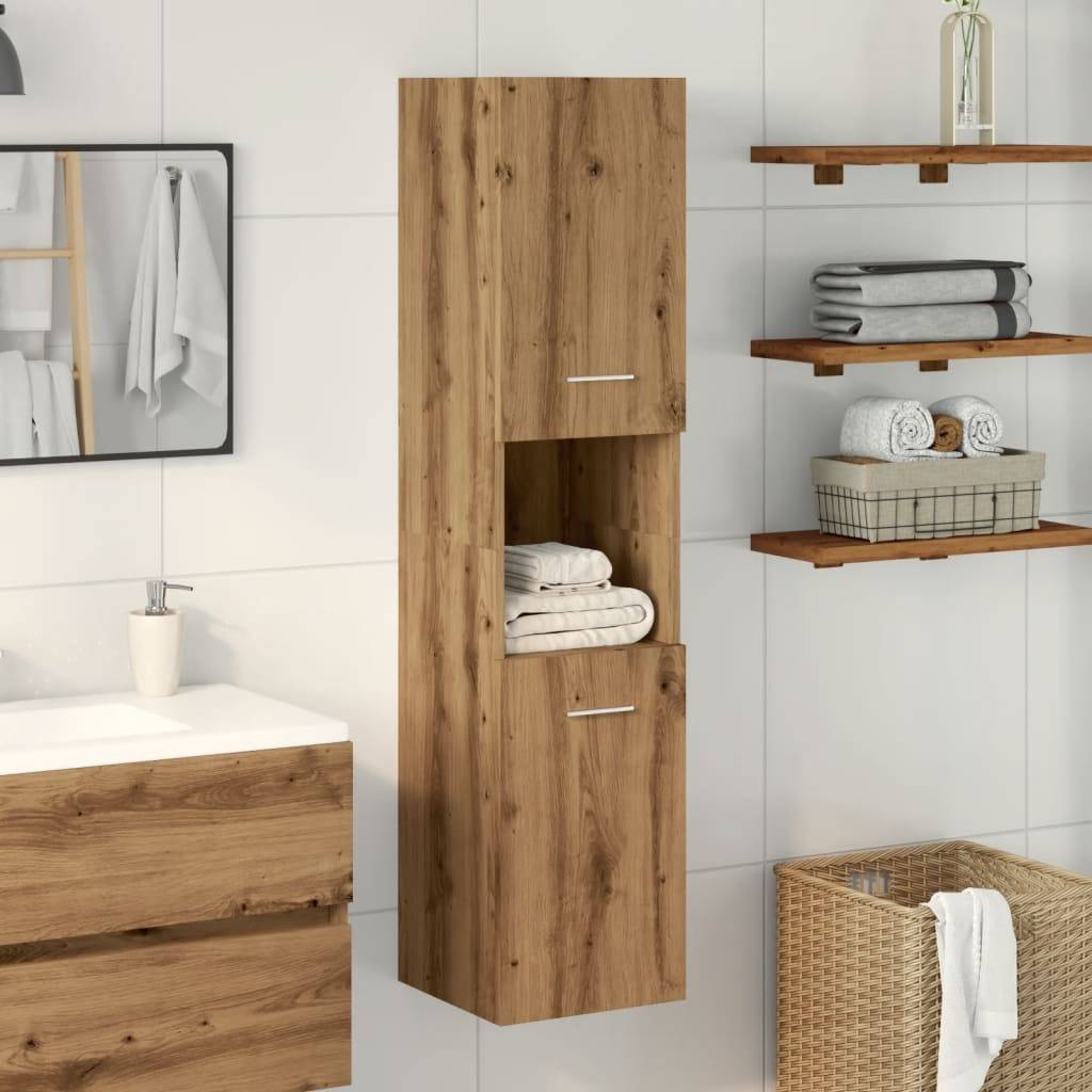 vidaXL Bad-Hängeschrank Artisan-Eiche 30x30x130 cm Holzwerkstoff