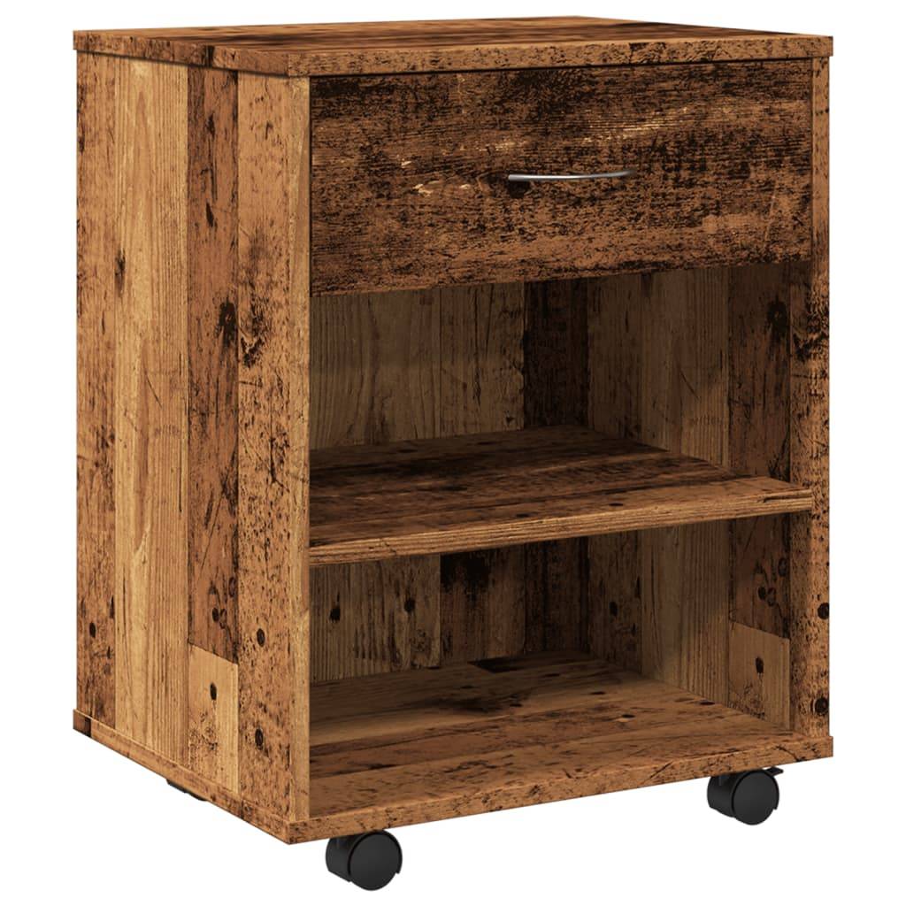 vidaXL Rollcontainer Altholz-Optik 46x36x59 cm Holzwerkstoff
