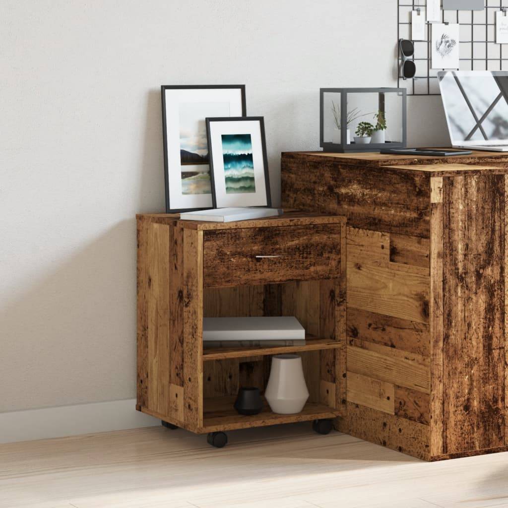 vidaXL Rollcontainer Altholz-Optik 46x36x59 cm Holzwerkstoff