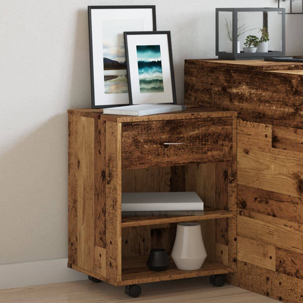 vidaXL Rollcontainer Altholz-Optik 46x36x59 cm Holzwerkstoff