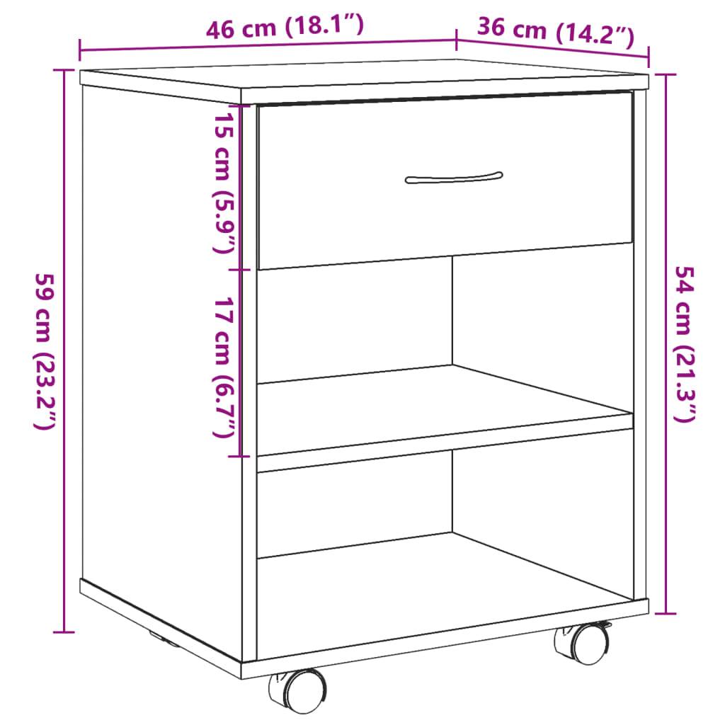 vidaXL Rollcontainer Altholz-Optik 46x36x59 cm Holzwerkstoff