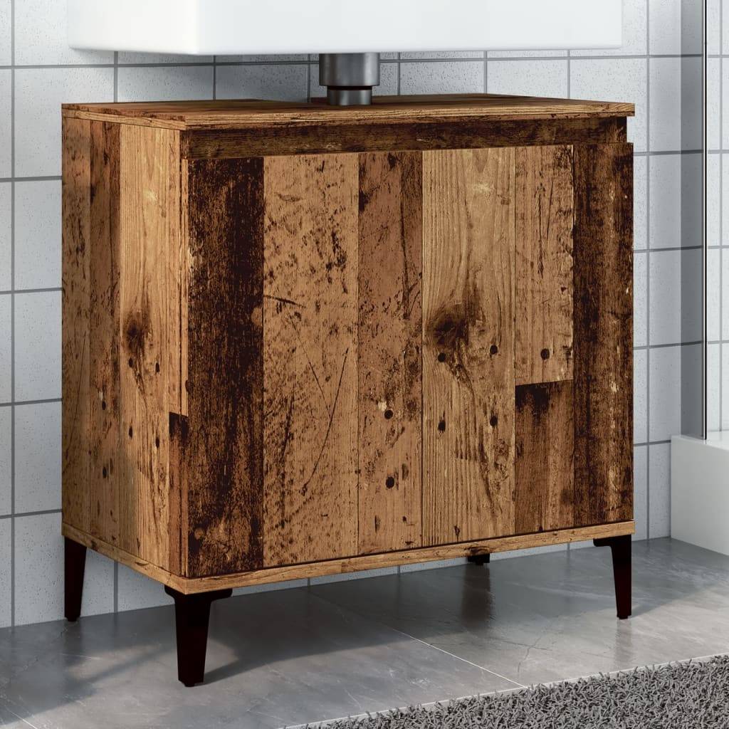 vidaXL Waschbeckenunterschrank Altholz-Optik 58x33x60 cm Holzwerkstoff
