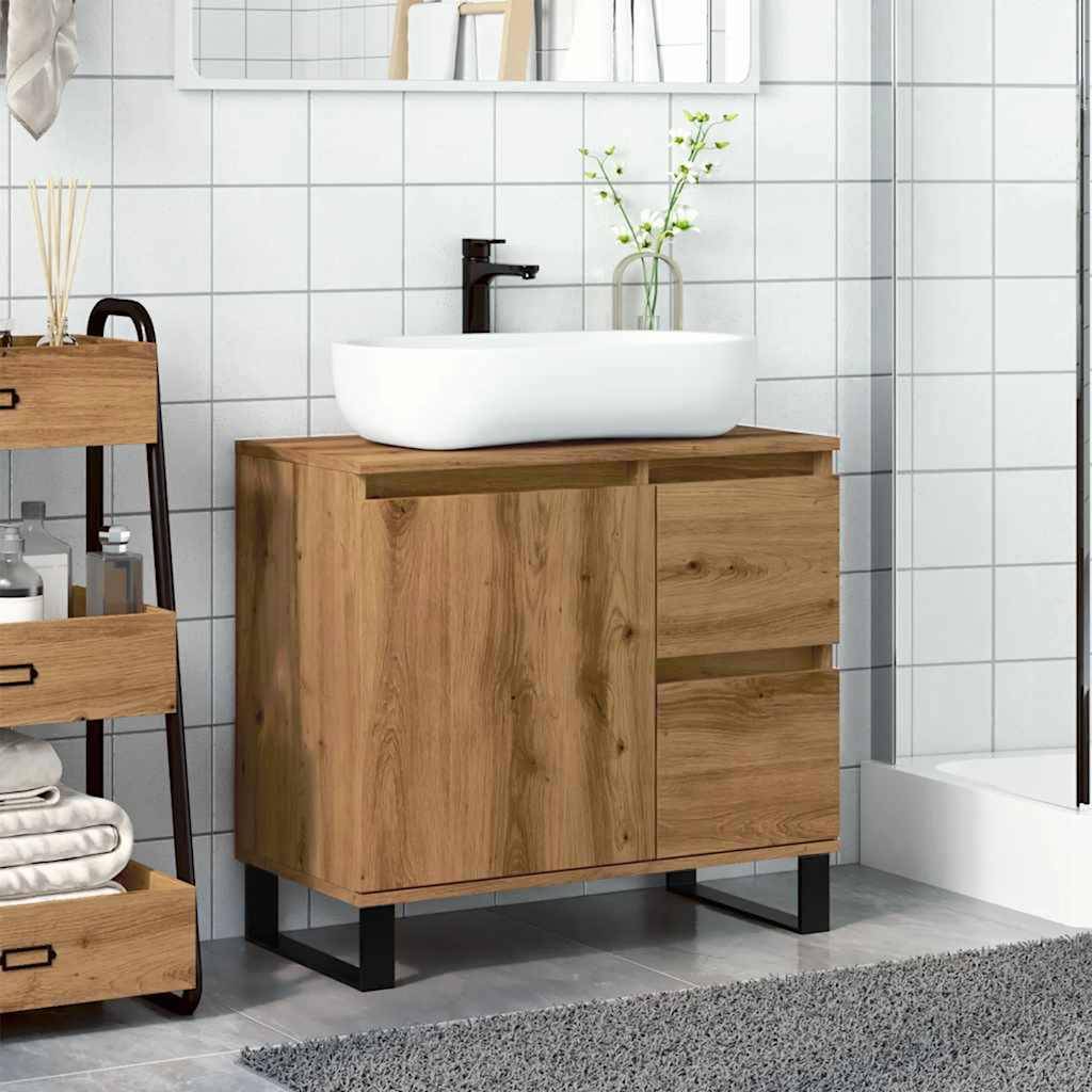 vidaXL Waschbeckenunterschrank Artisan-Eiche 65x33x60 cm Holzwerkstoff