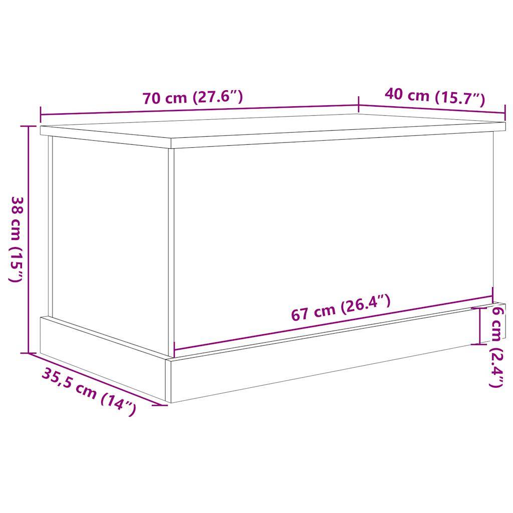 vidaXL Aufbewahrungstruhe Artisan-Eiche 70x40x38 cm Holzwerkstoff