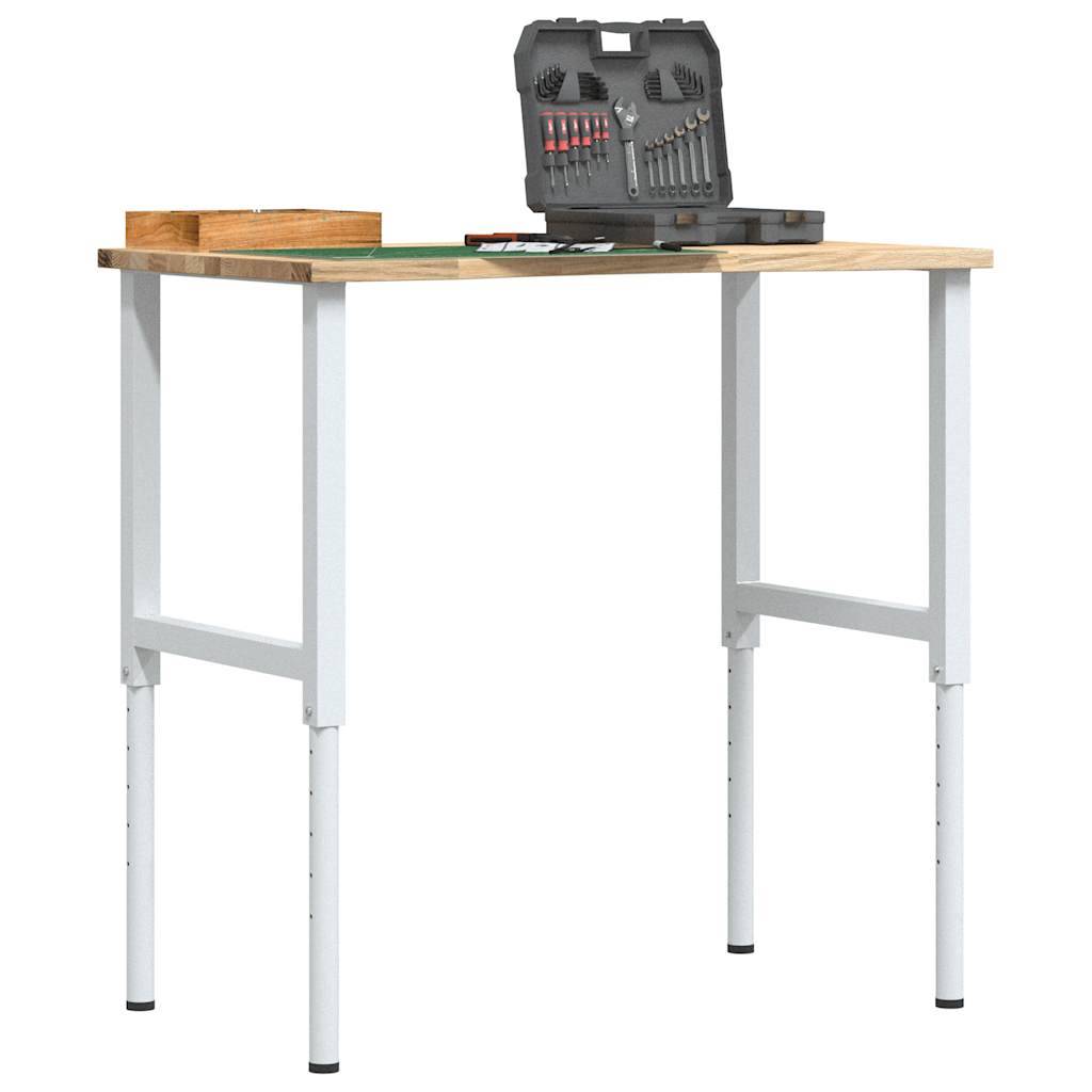 vidaXL Werkbank 100x60x(71,5-98) cm Massivholz Eiche
