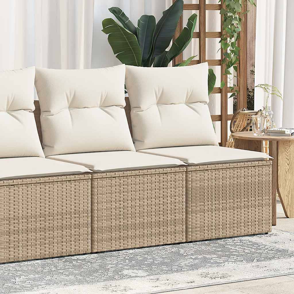 vidaXL 2-tlg. Garten-Sofagarnitur mit Kissen Beige Poly Rattan Akazie