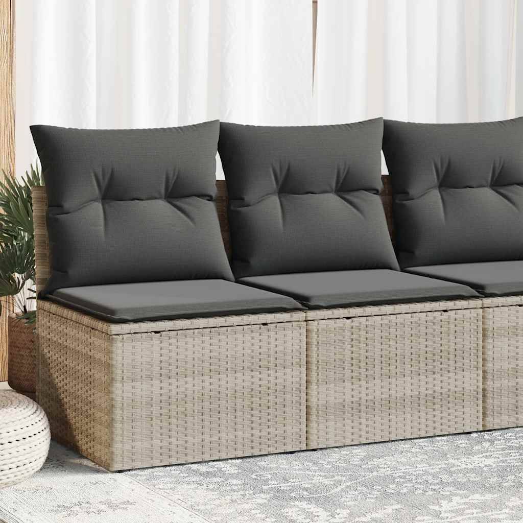 vidaXL 2-tlg. Garten-Sofagarnitur mit Kissen Hellgrau Poly Rattan