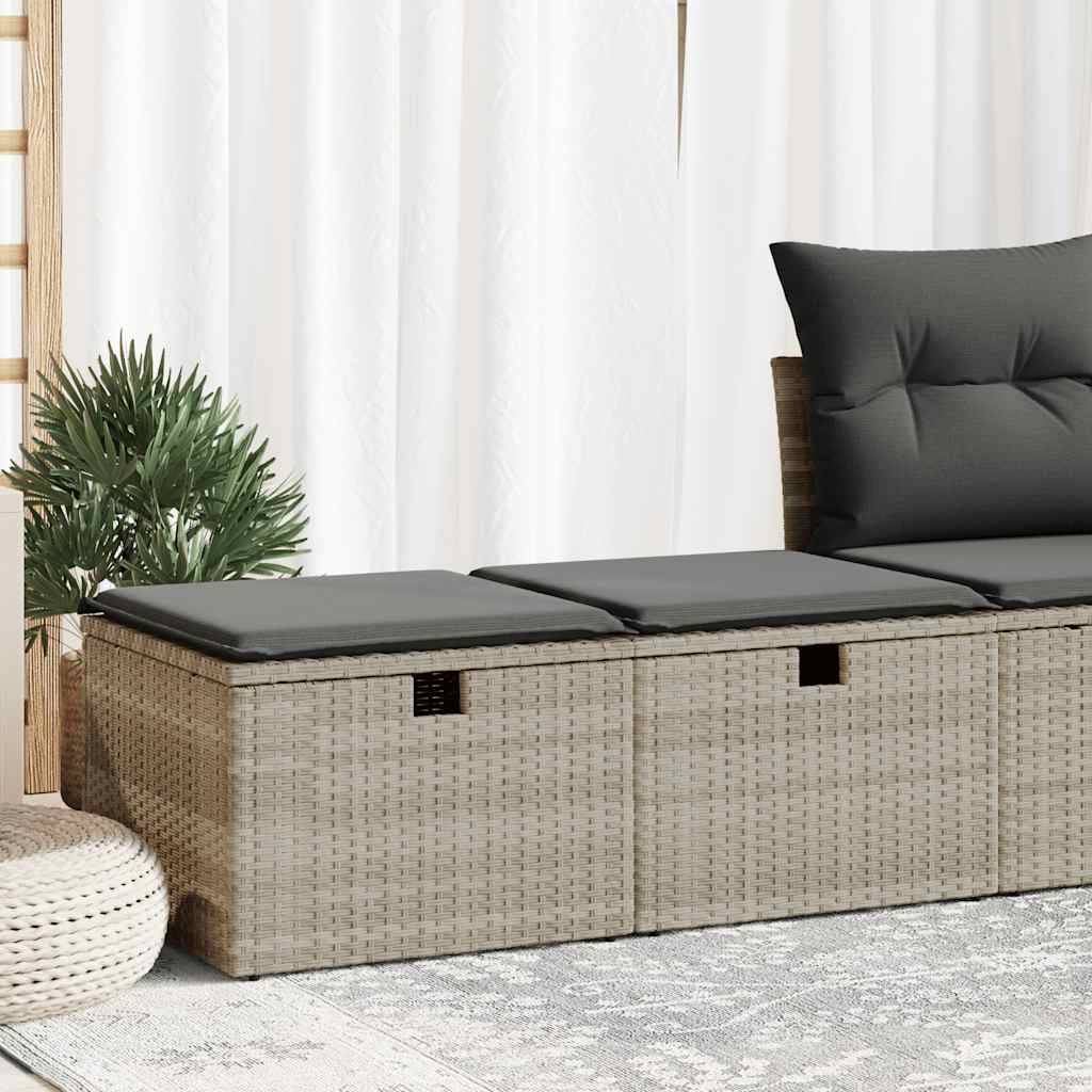 vidaXL 2-tlg. Garten-Sofagarnitur mit Kissen Hellgrau Poly Rattan