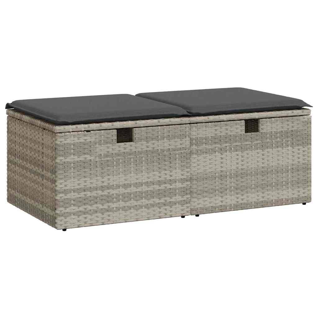 vidaXL 2-tlg. Garten-Sofagarnitur mit Kissen Hellgrau Poly Rattan