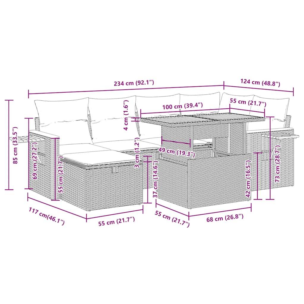 vidaXL 8-tlg. Garten-Sofagarnitur mit Kissen Grau Poly Rattan