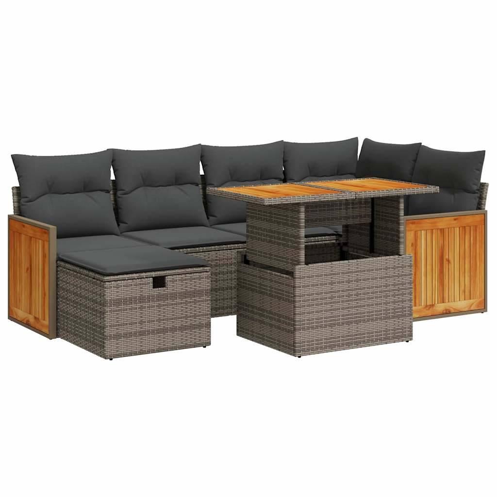 vidaXL 8-tlg. Garten-Sofagarnitur mit Kissen Grau Poly Rattan