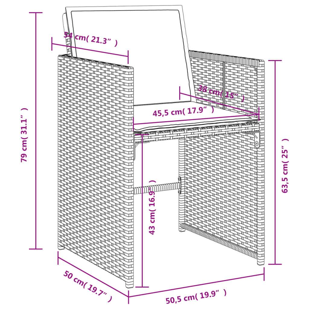 vidaXL Gartenstühle mit Kissen 4 Stk. Grau Poly Rattan