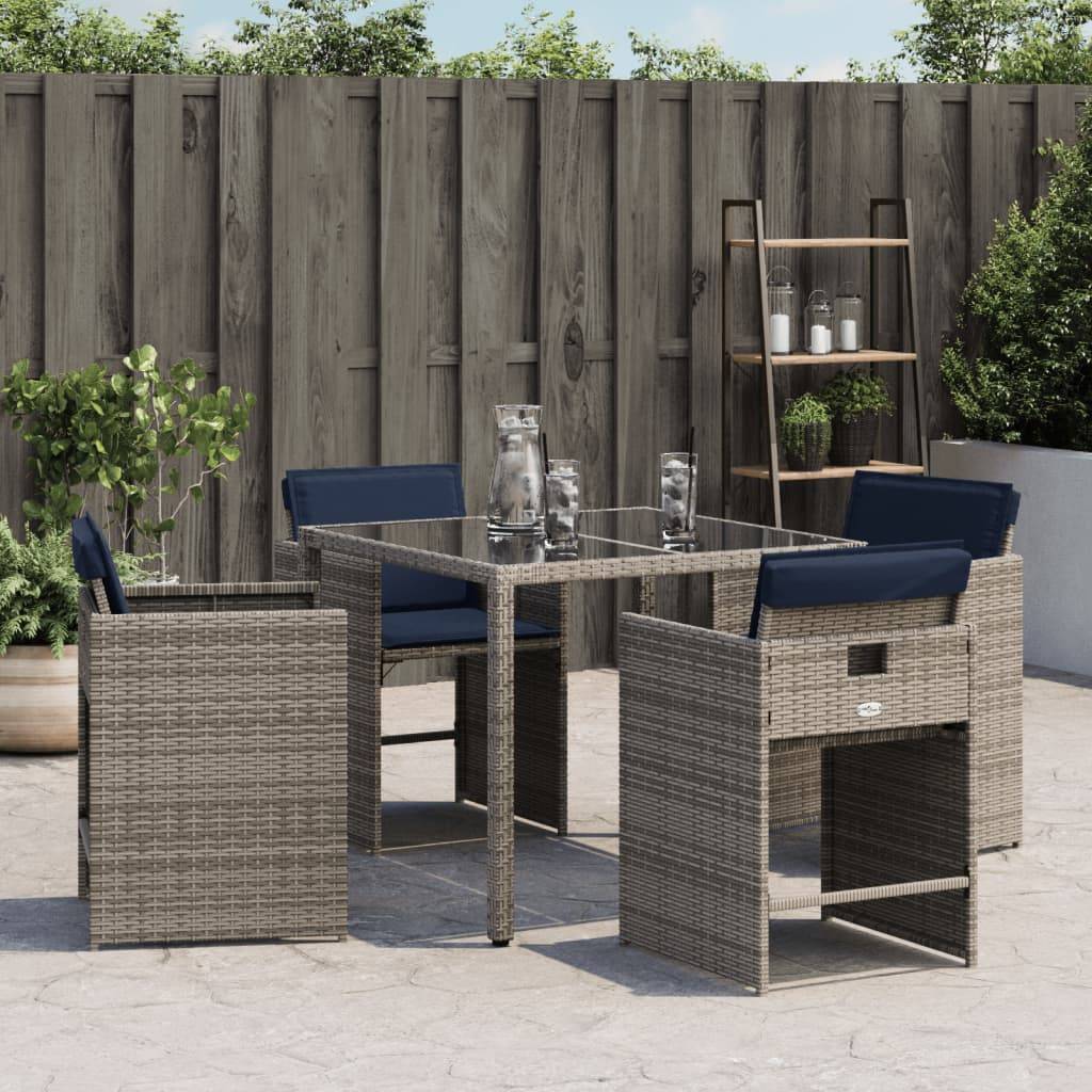 vidaXL Gartenstühle mit Kissen 4 Stk. Grau Poly Rattan