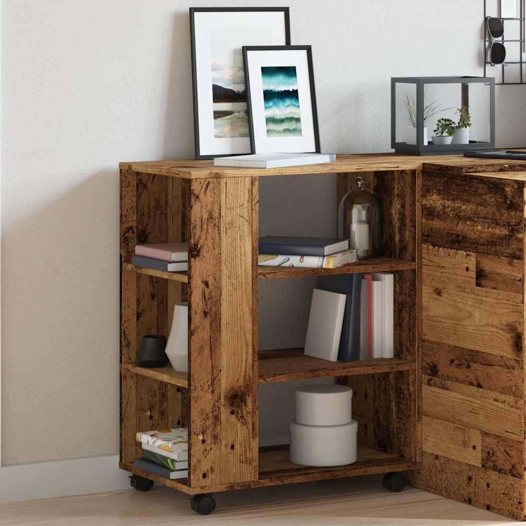 vidaXL Rollcontainer Altholz-Optik 60x35x75 cm Holzwerkstoff