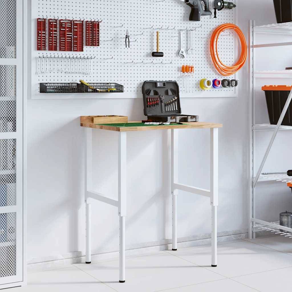 vidaXL Werkbank 80x60x(71,5-98) cm Massivholz Eiche