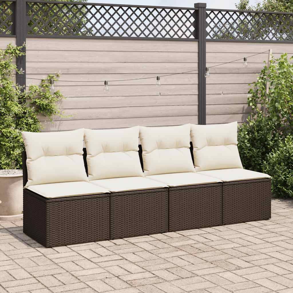 vidaXL 2-tlg. Garten-Sofagarnitur mit Kissen Braun Poly Rattan Akazie