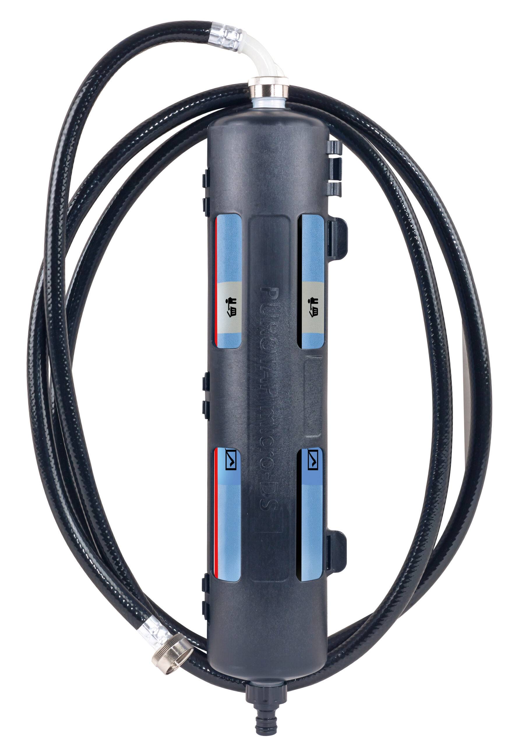 Elysator 300 micro DS - Vollentsalzungspatrone mit Wandhalter & Füllschlauch Purotap mit Farbumschlag