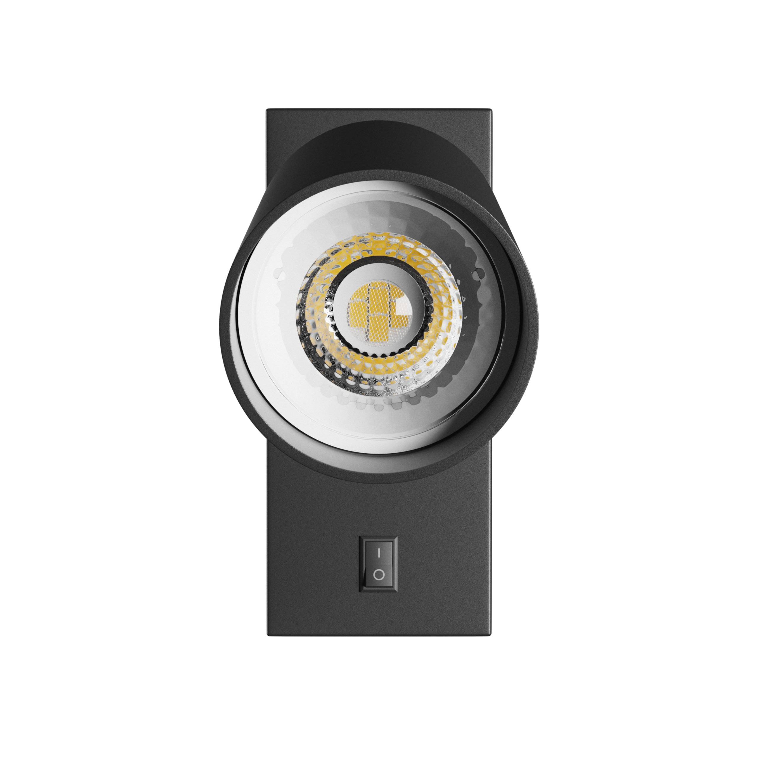 Spectrum LED Wandleuchte SQUALLA VARIOSA FLEXI SWITCH GU10 mit Schalter rund schwarz max. 10W