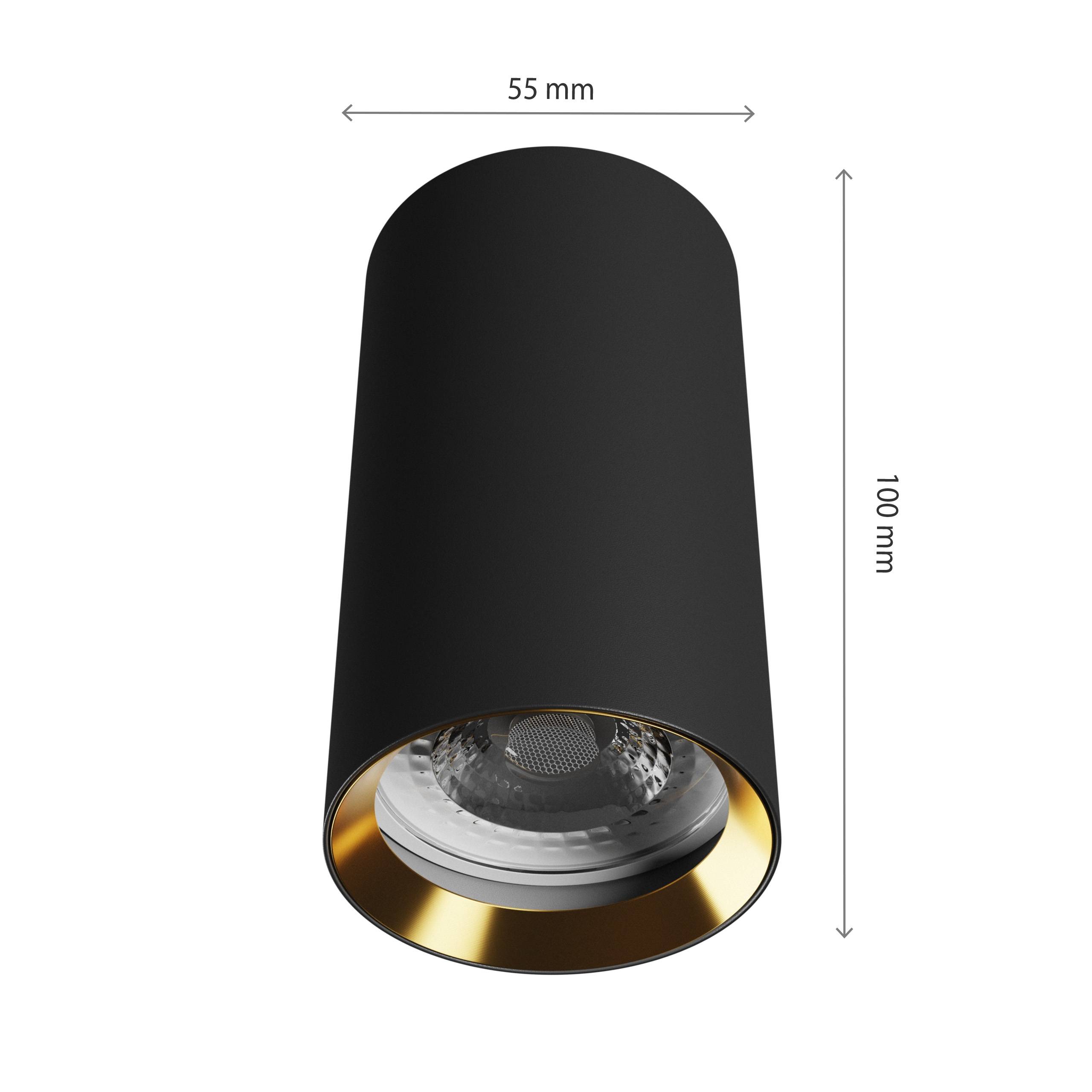 Spectrum LED Aufbauleuchte CHLOE VARIOSA GU10 IP20 Innenleuchte rund Schwarz & Gold max. 10W