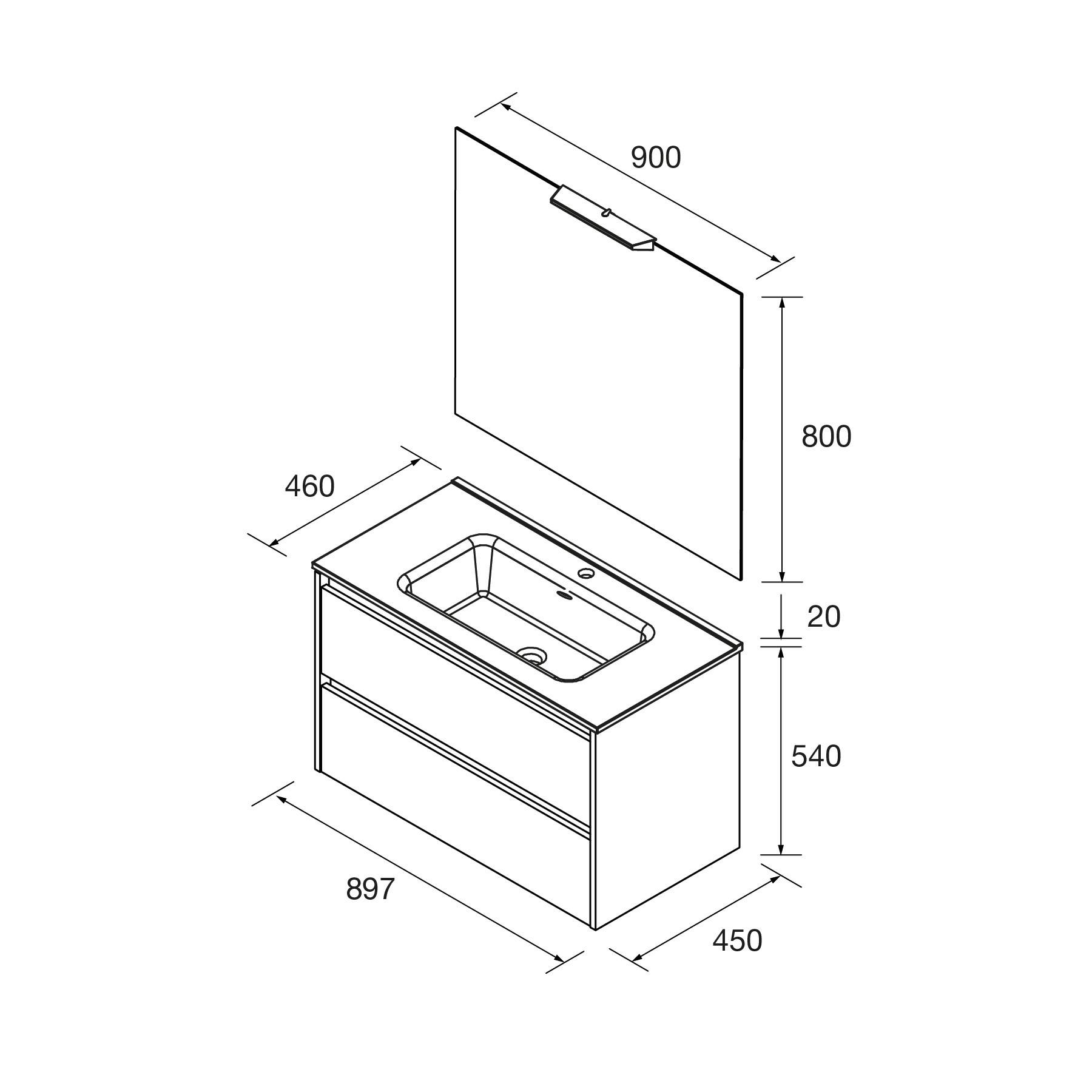 Salgar Noja Komplett-Set 900 2 Schubladen Nature