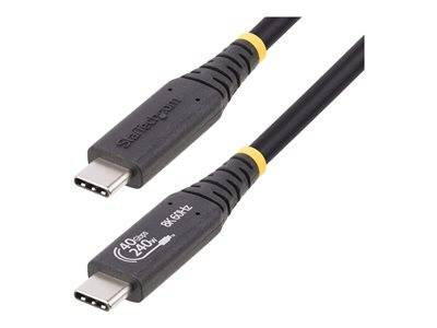 Zwei schwarze USB-C-Kabel mit Markierungen für „40 Gbps