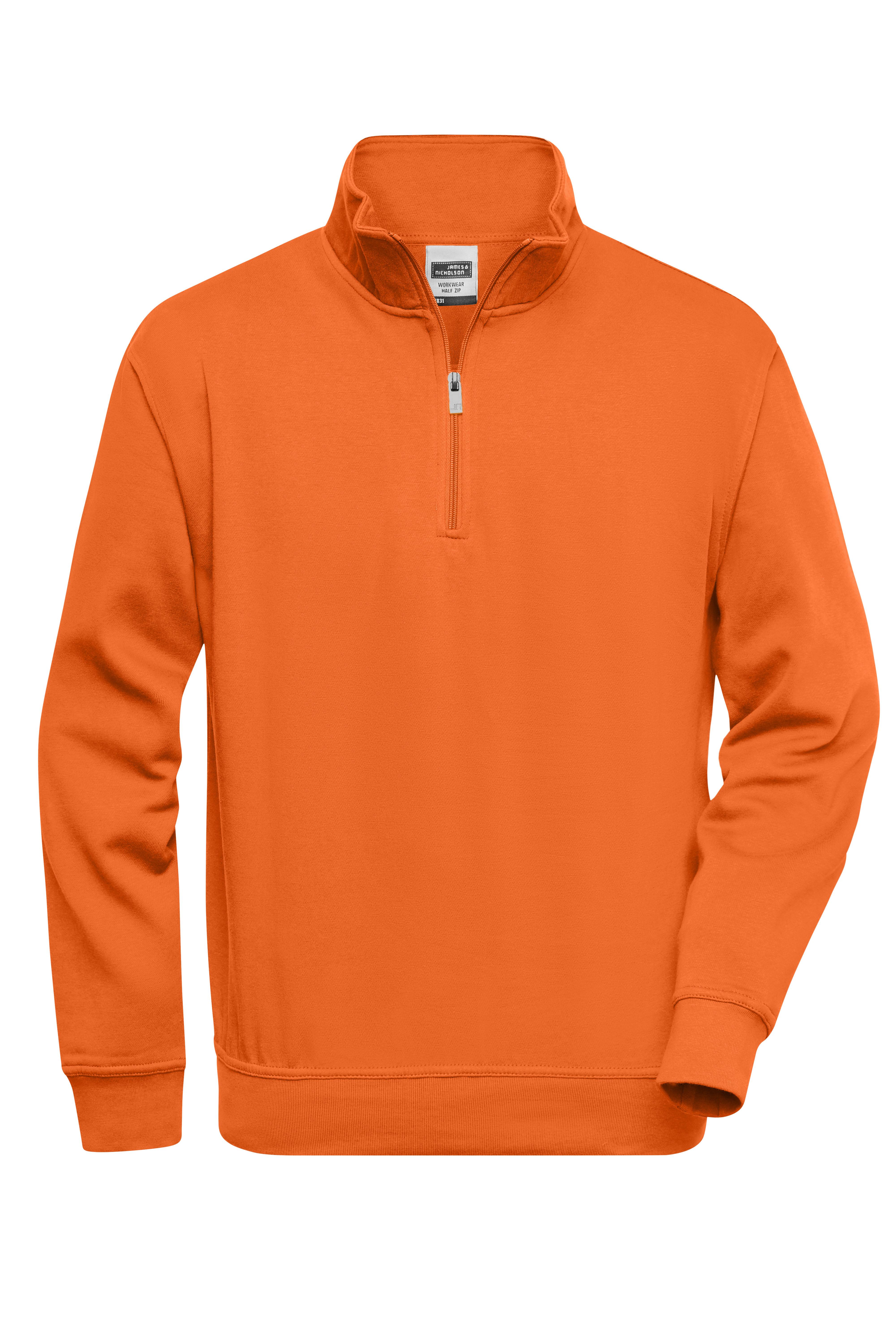 James & Nicholson® Workwear Half Zip Sweat JN831 Größe: orange_3XL