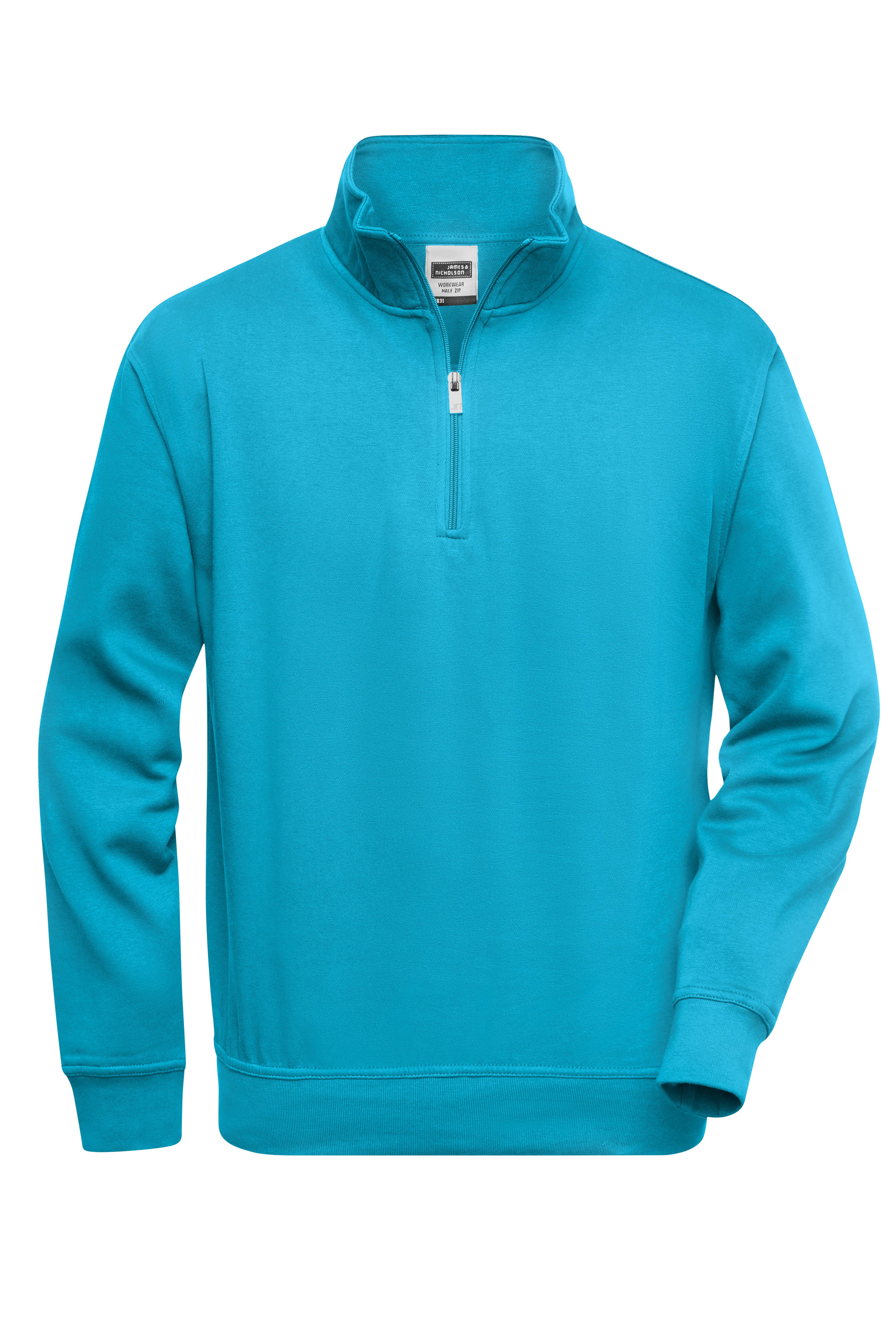 James & Nicholson® Workwear Half Zip Sweat JN831 Größe: turquoise_XS