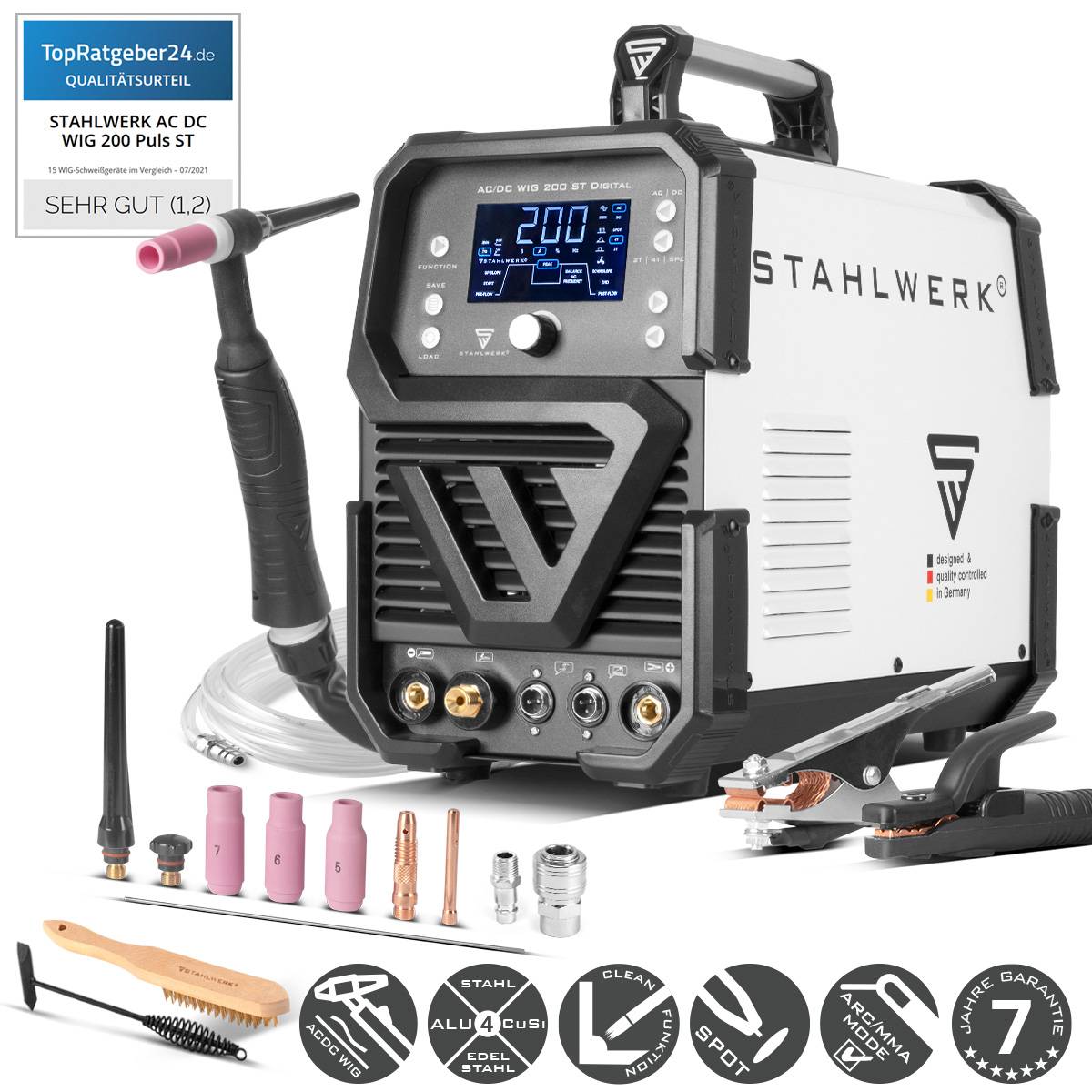 STAHLWERK Schweißgerät AC/DC WIG 200 ST Digital Kombischweißgerät 200 A