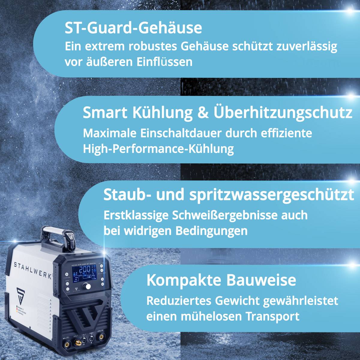 STAHLWERK Schweißgerät AC/DC WIG 200 ST Digital Kombischweißgerät 200 A