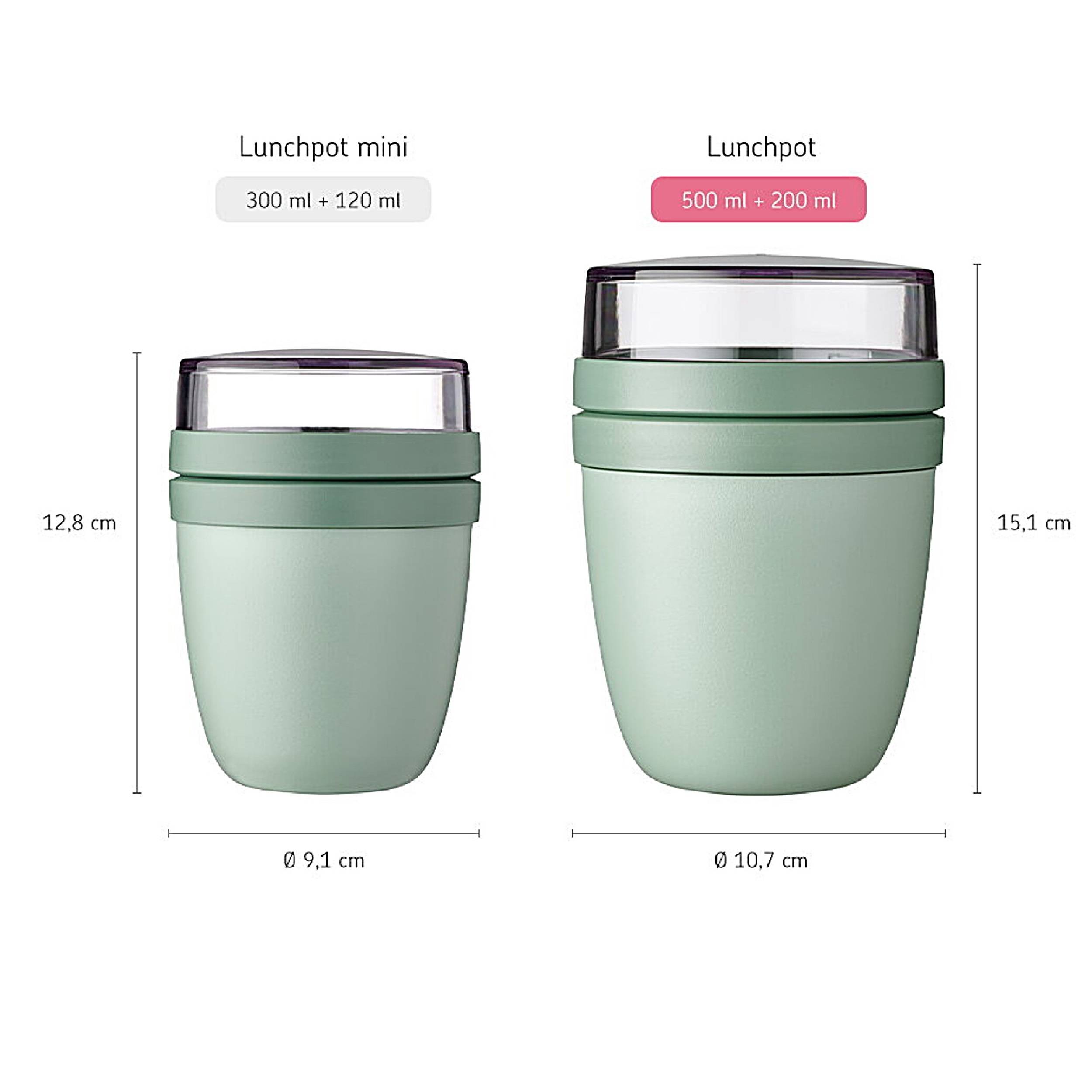 Mepal | Lunchpot Ellipse Duo | praktischer Müslibecher & Joghurtbecher | für Tiefkühler, Mikrowelle & Spülmaschine | 300 & 500 ml | Vivid Blue