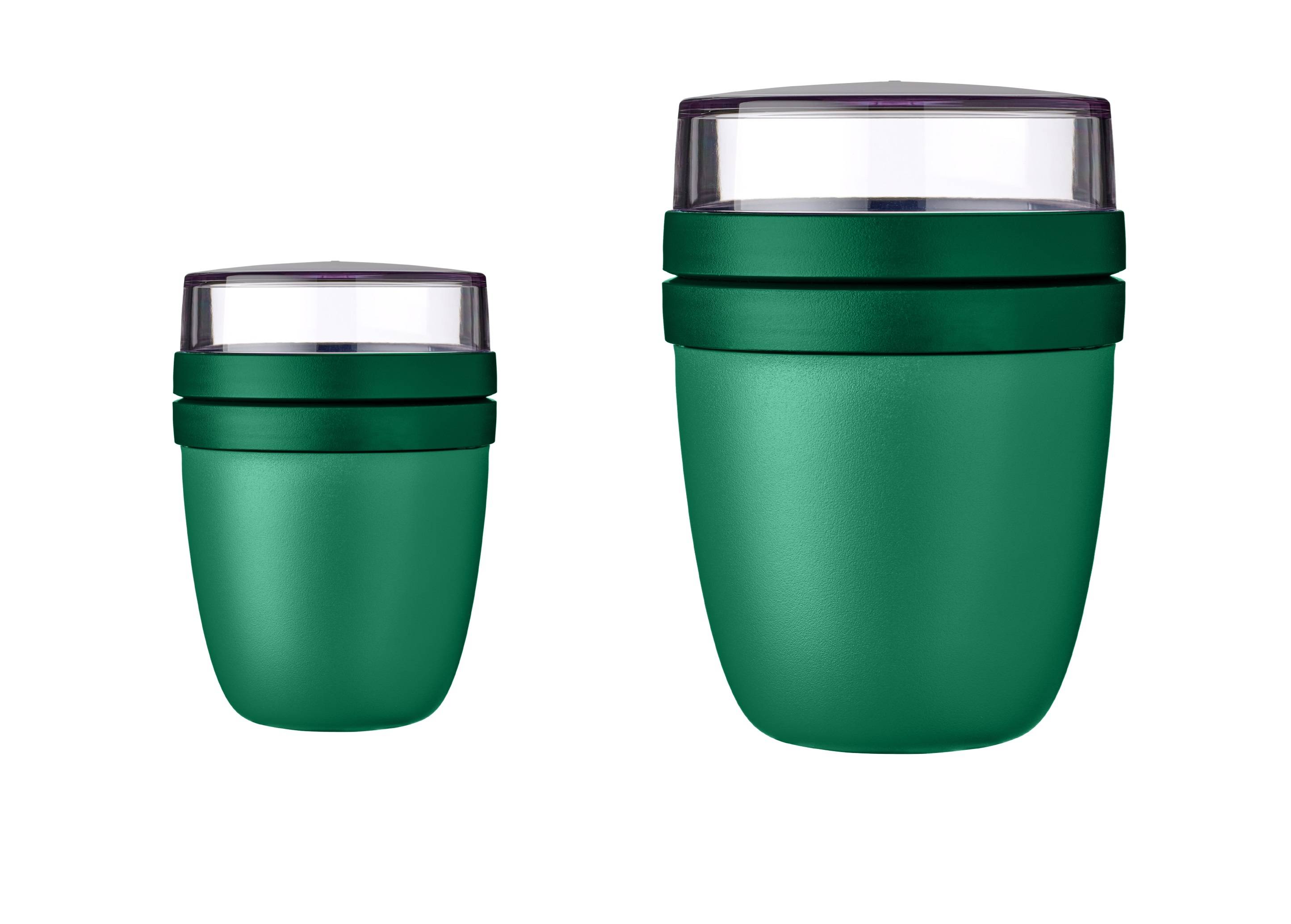 Mepal - Lunchpot Ellipse Duo Pack - Vivid Green - Mini + Large - praktischer Müslibecher, Joghurtbecher, To go Becher - Geeignet für Tiefkühler, Mi