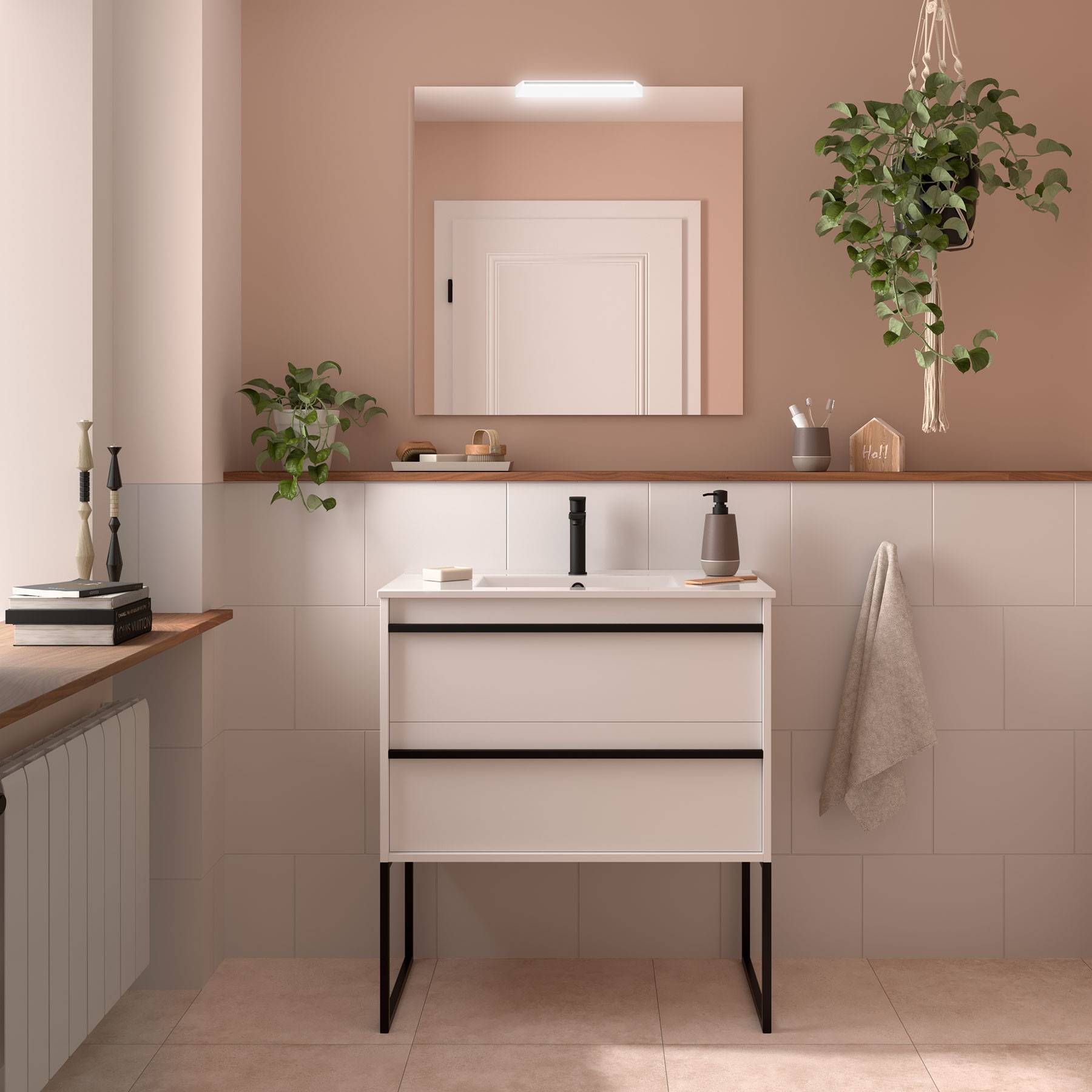 Salgar Möbel + Waschbecken ATTILA 800 2 Schubladen WHITE SATIN