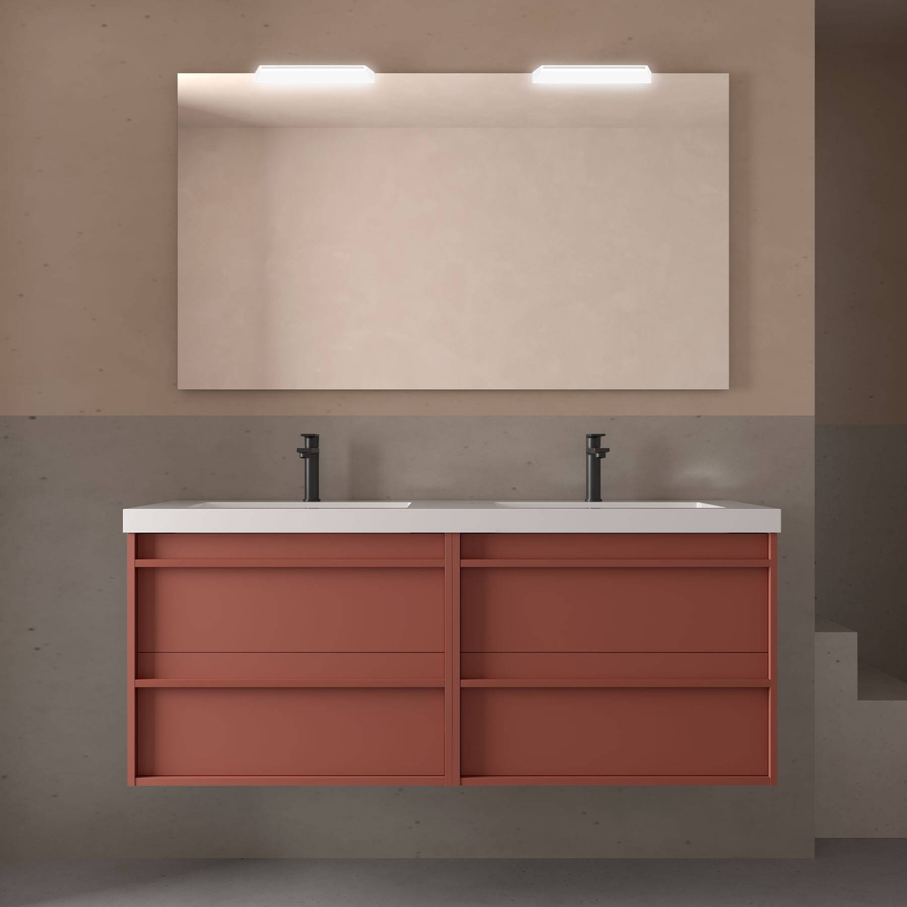 Salgar Möbel + Waschbecken ATTILA 1400 4 Schubladen RED SATIN