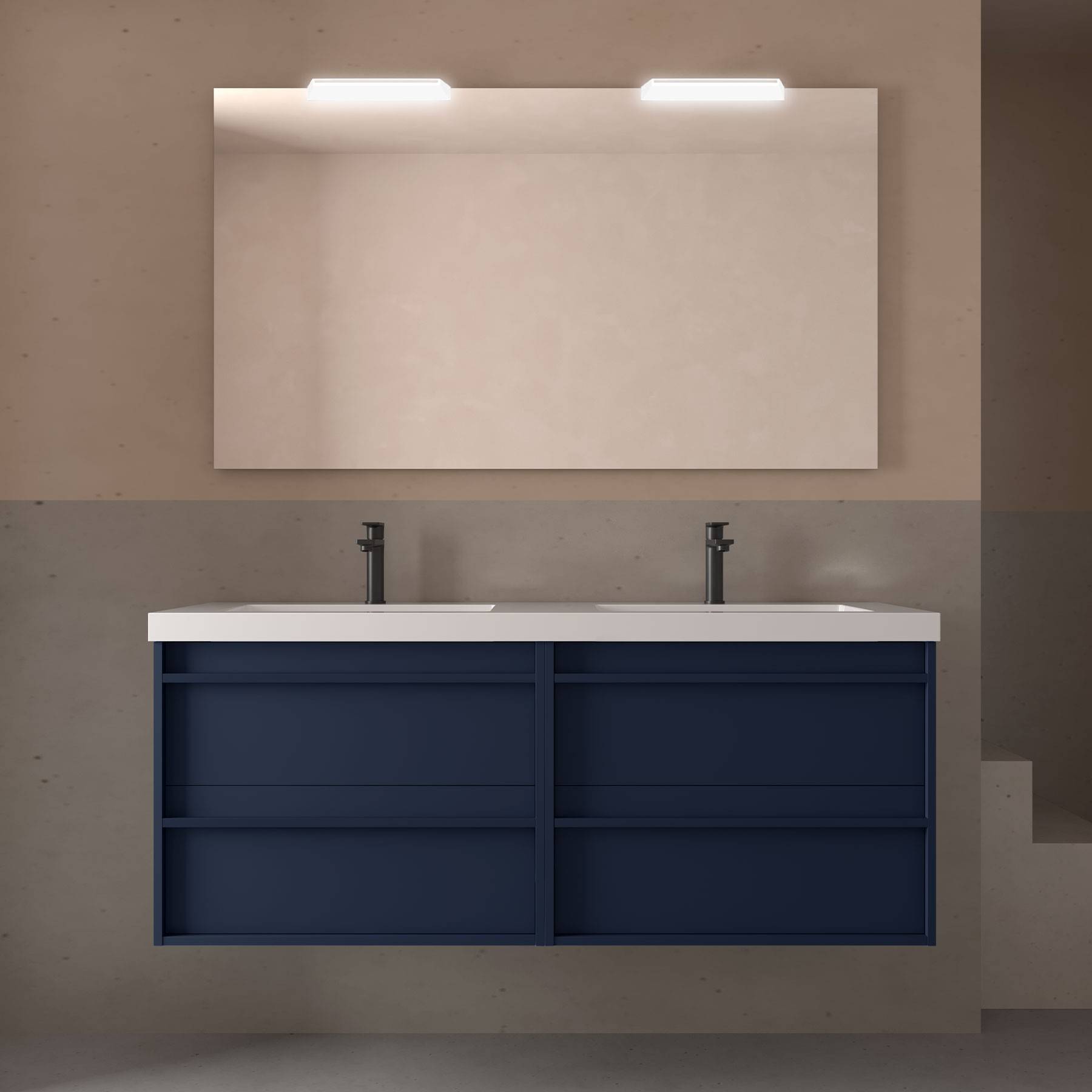 Salgar Möbel + Waschbecken ATTILA 1400 4 Schubladen BLUE SATIN