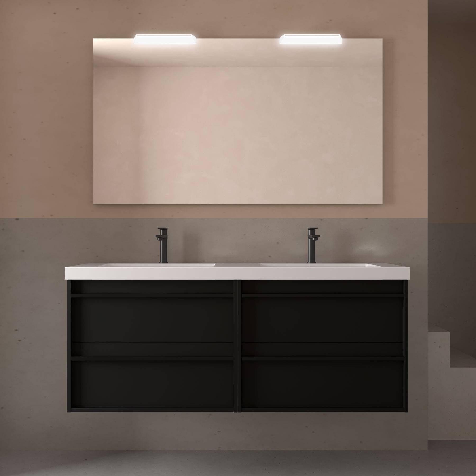Möbel + Waschbecken ATTILA 1400 4 Schubladen BLACK SATIN