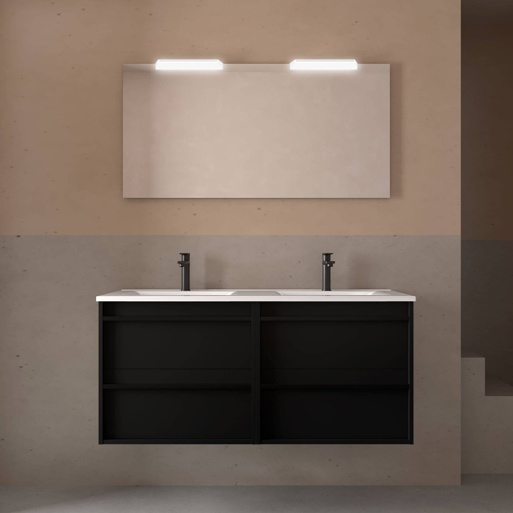 Salgar Möbel + Waschbecken ATTILA 1200 4 Schubladen BLACK SATIN