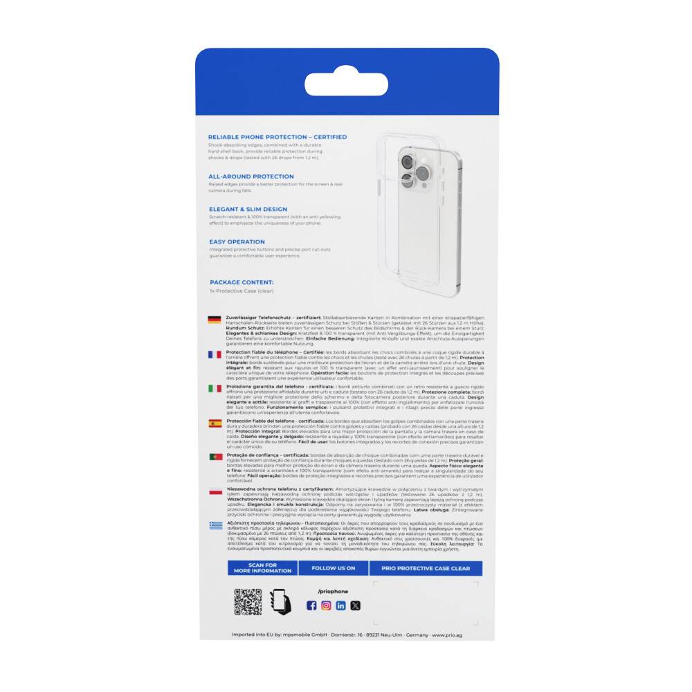 prio Schutzhülle für iPhone 16 Plus (6,7 Zoll) klar