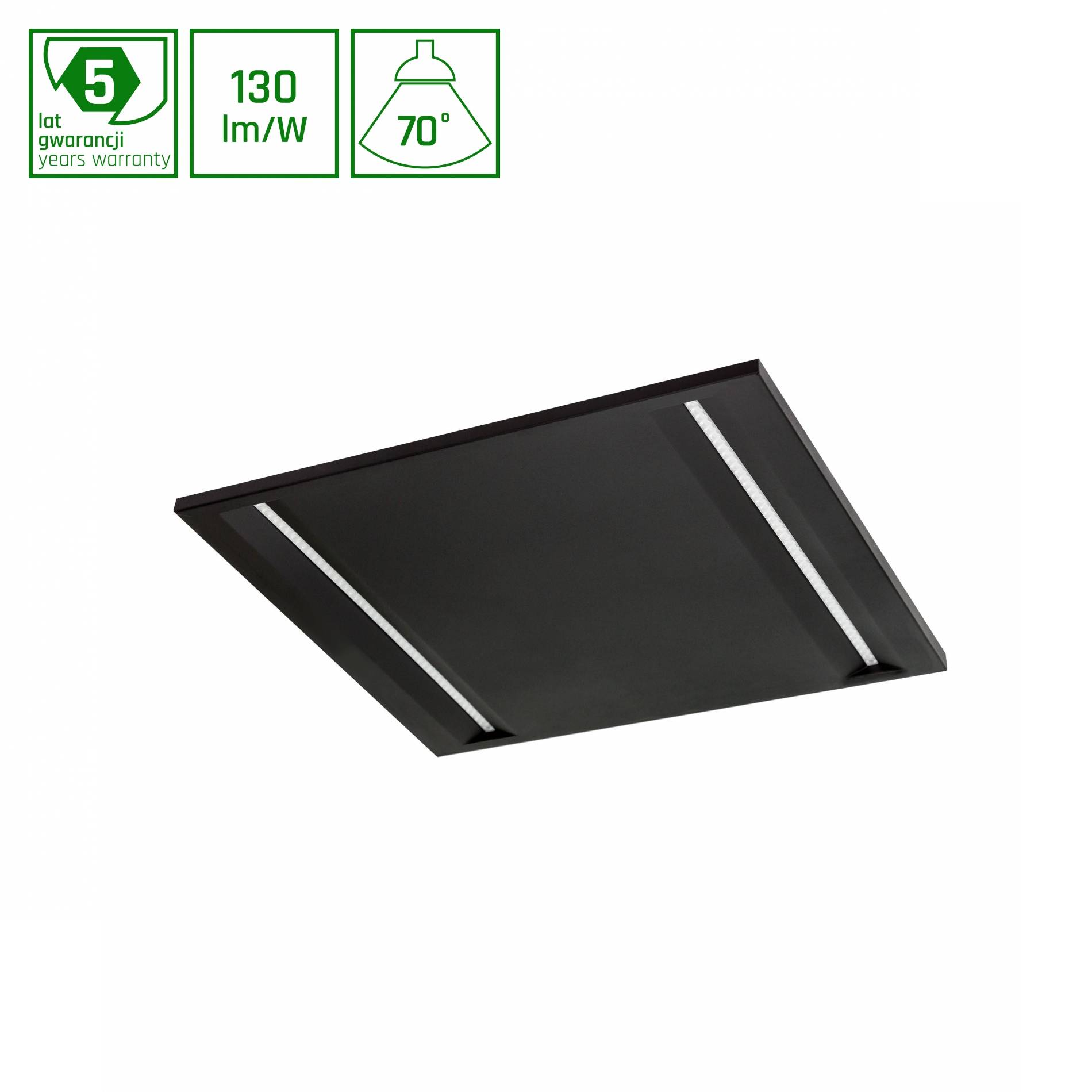 Spectrum LED Panel Algine Line 44W eckig 60x60cm UGR<16 schwarz 5700lm 70° IP20 Neutralweiß 4000K