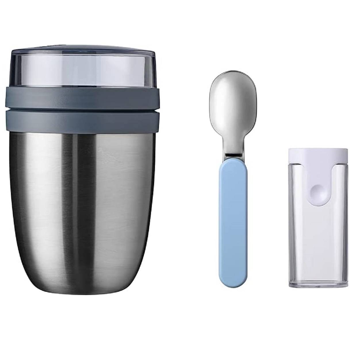 Mepal Thermo Lunchpot Ellipse Plus Faltbarer Löffel Lunchbox Essensbehälter Thermo (silber)