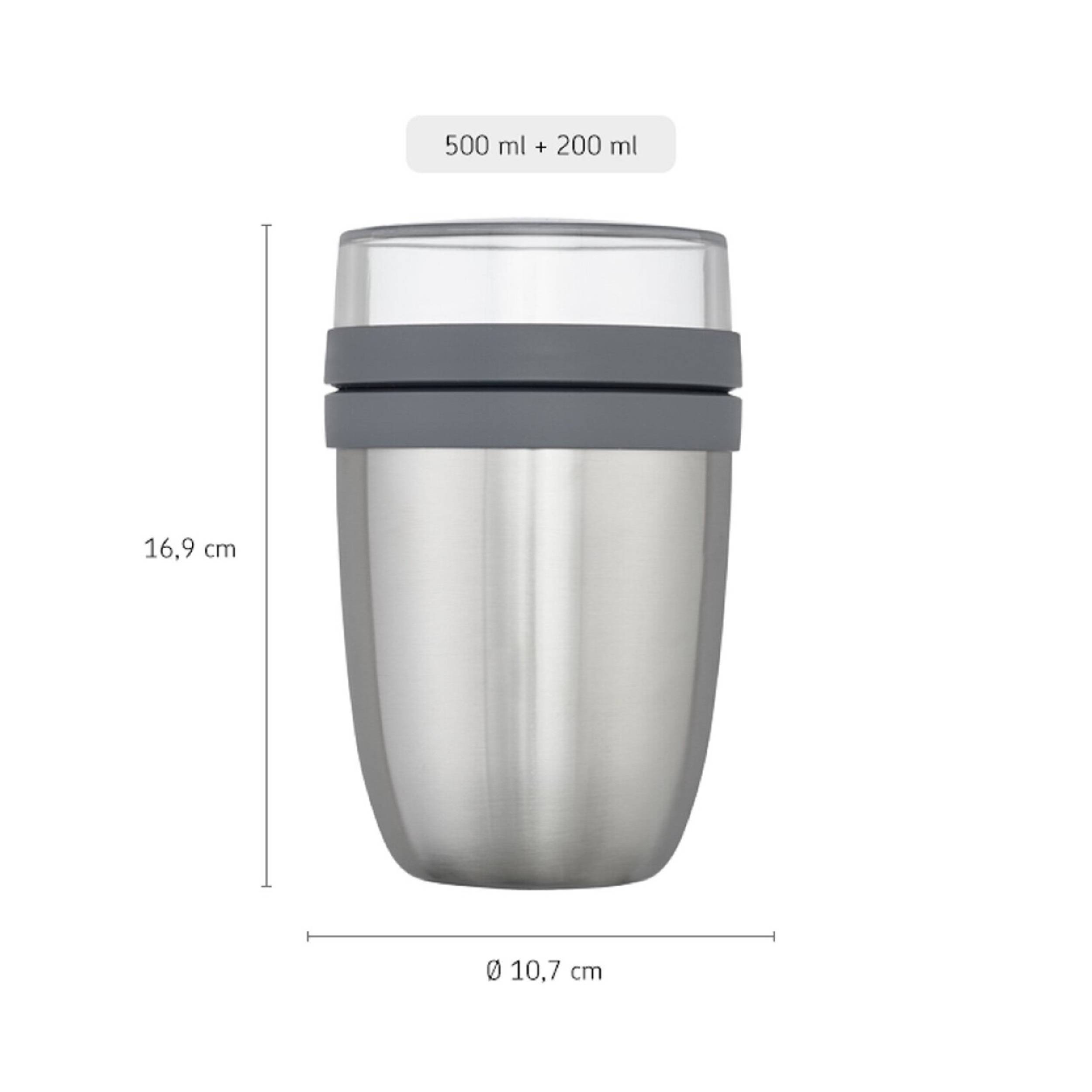 Mepal Thermo Lunchpot Ellipse Plus Faltbarer Löffel Lunchbox Essensbehälter Thermo (silber)