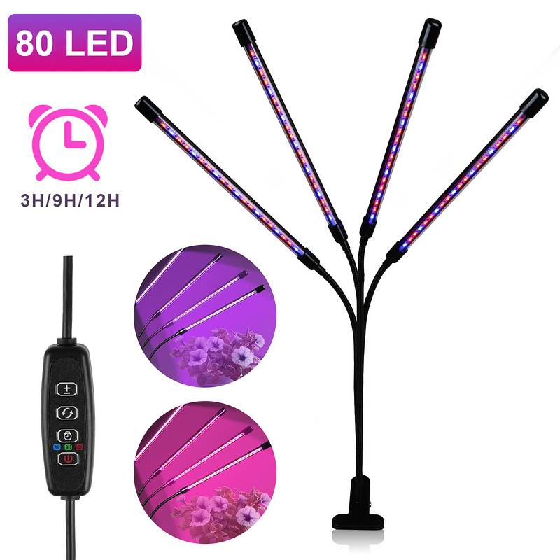 40 W Pflanzenlampe Pflanzenleuchte LED Grow Light – automatischer Timer 3–9–12 Stunden