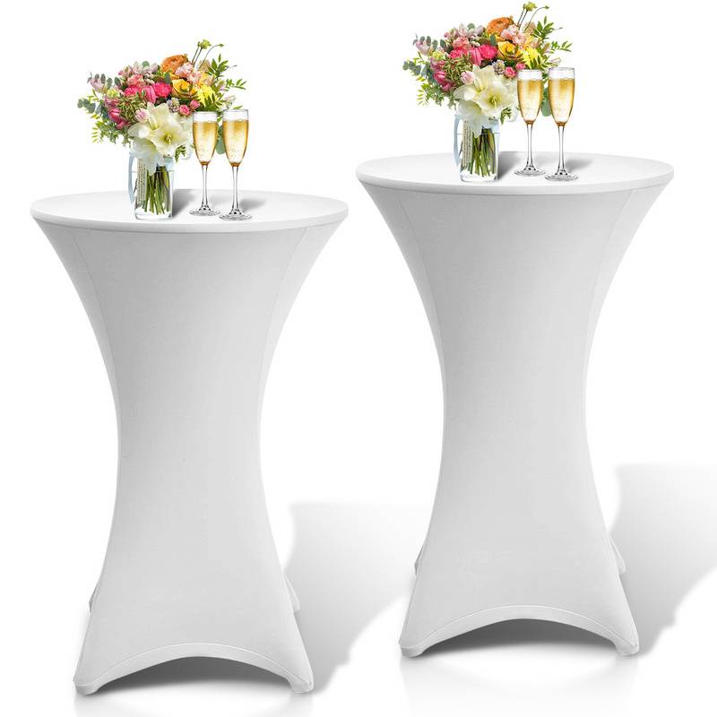 4x Stehtischhusse Stretch Stehtisch Hussen Ø 70 cm Tisch Husse Bistrotisch Weiß