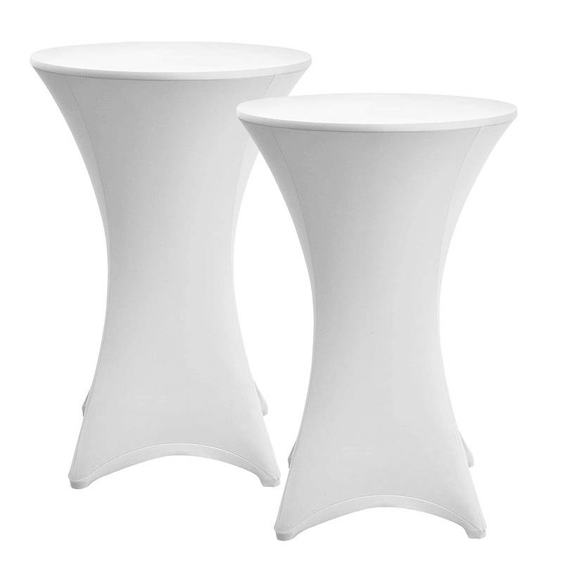 4x Stehtischhusse Stretch Stehtisch Hussen Ø 80 cm Tisch Husse Bistrotisch Weiß