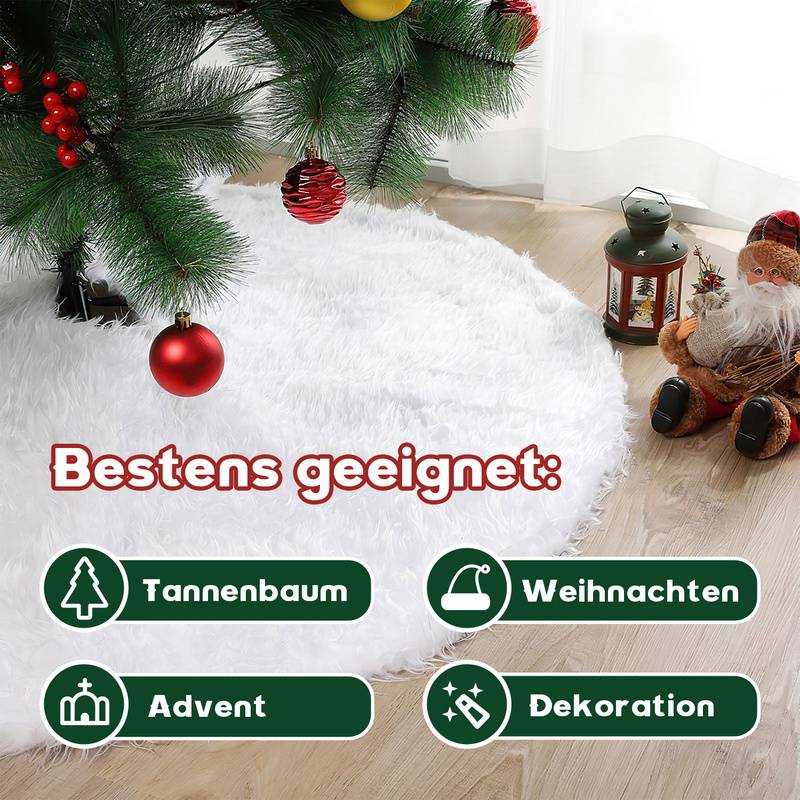 Baumdecke Unterlage Decke Tannenbaum Christbaumdecke Ø 78 cm, weiß Weiss - Weihnachtsbaumdecke Unterlage für Tannenbaum, Weihnachtsbaum