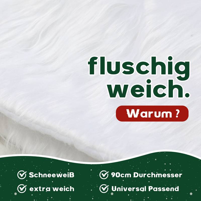 Baumdecke Unterlage Decke Tannenbaum Christbaumdecke Ø 90 cm, weiß Weiss - Weihnachtsbaumdecke Unterlage für Tannenbaum, Weihnachtsbaum