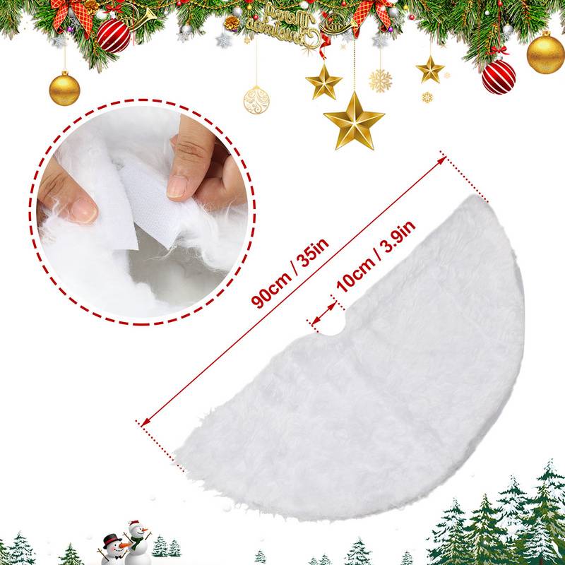 Baumdecke Unterlage Decke Tannenbaum Christbaumdecke Ø 90 cm, weiß Weiss - Weihnachtsbaumdecke Unterlage für Tannenbaum, Weihnachtsbaum