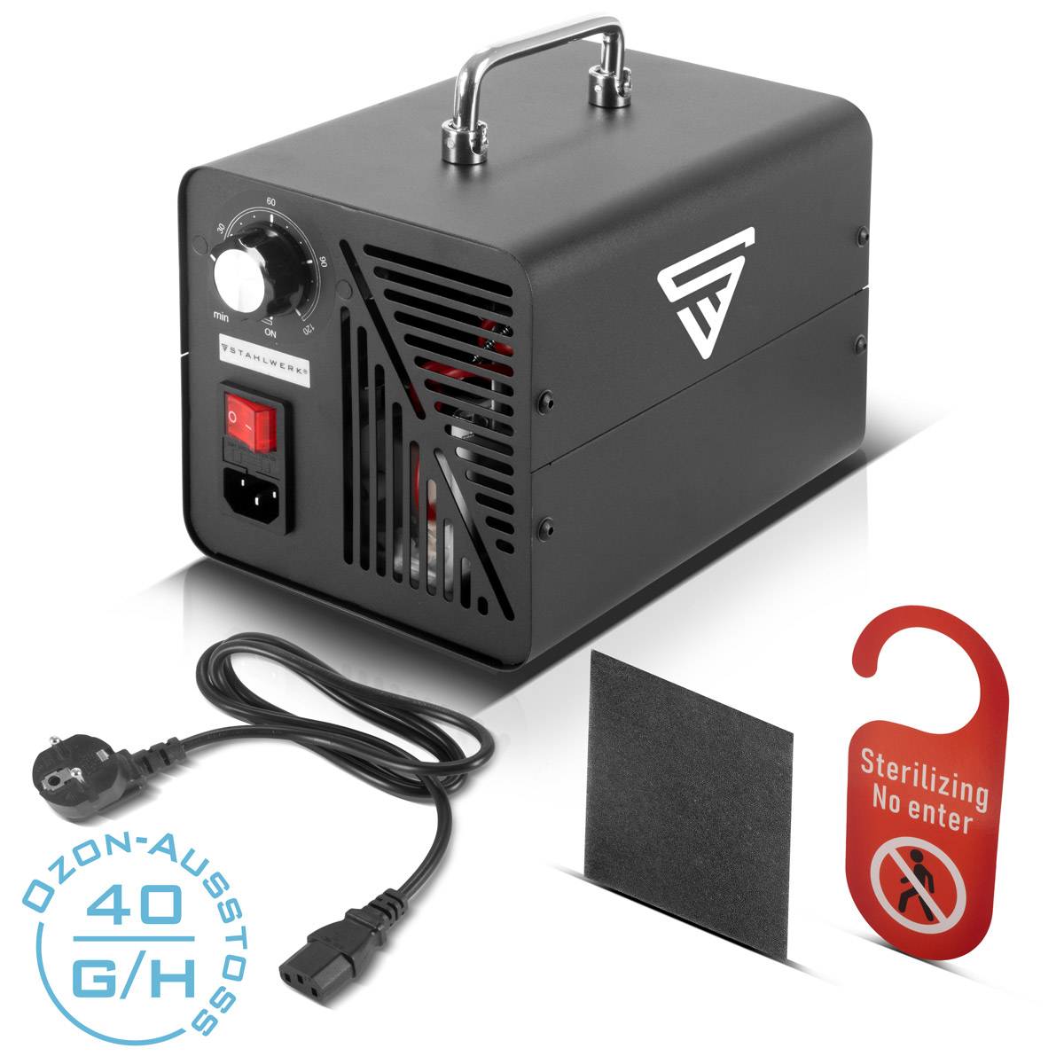 STAHLWERK Ozongenerator OG-40 ST mit 40 g/h, bis 200 qm, Timer-Funktion