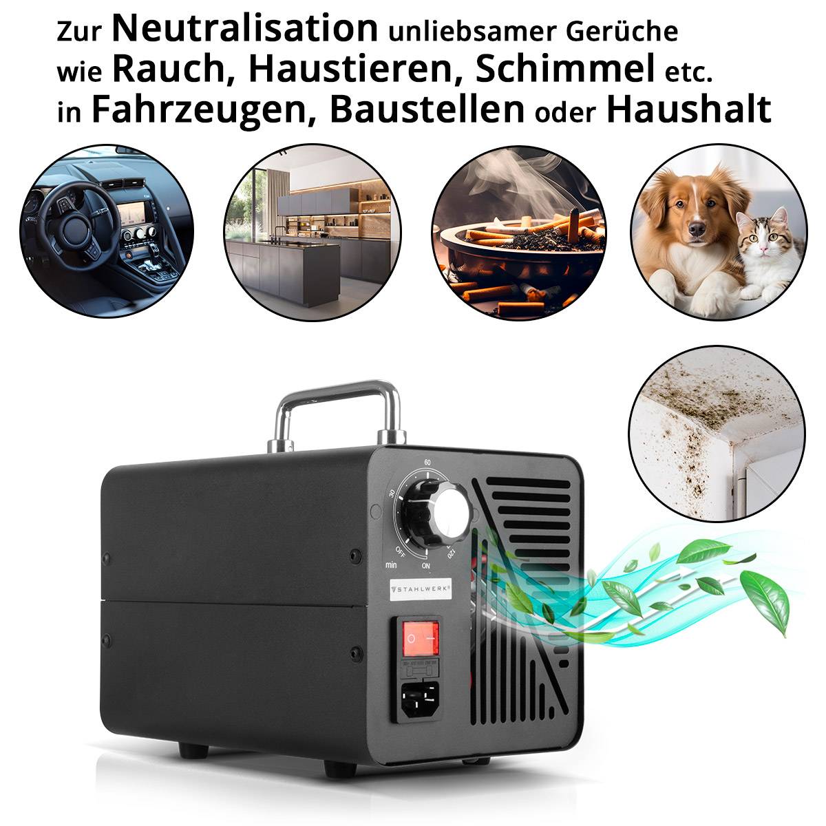 STAHLWERK Ozongenerator OG-40 ST mit 40 g/h, bis 200 qm, Timer-Funktion