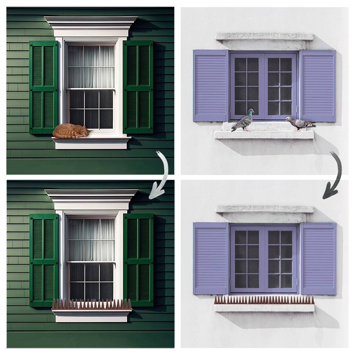 Offgridtec 20 Stk. Taubenabwehr Spikes braun 6m Vogelabwehr Stacheln Katzenschutz für Balkon, Fensterbrett, Zaun, Dach